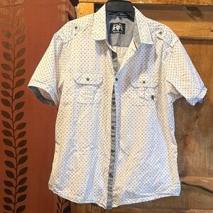 English Laundry Cream and Blue Patterned Casual Shirt